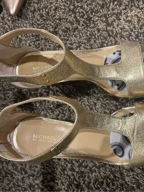 MICHAEL Michael Kors Metallic Gold T-Strap Heels